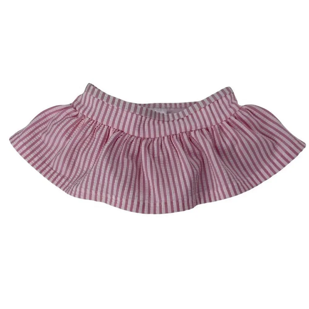 Ruffle Butts Swimsuit Bottom 3-6 Months Pink White Seersucker Preppy Swimwear